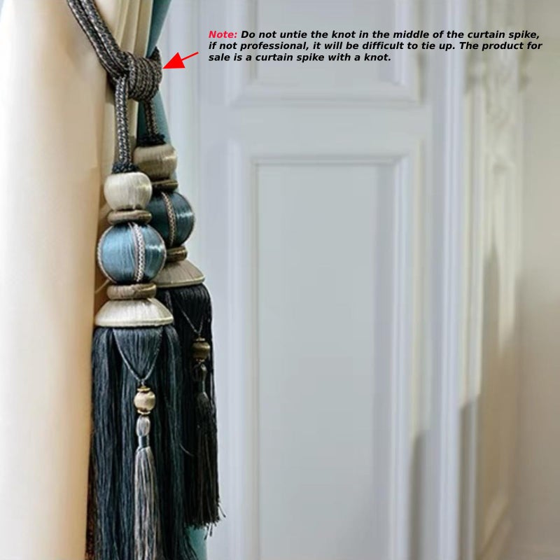 yawpnan Paired Lantern Single Hanging Ball Tassels Curtains Buckle Sling Binding Lantern Tiebacks Handcrafted Braided Buckle Drapery Curtain Holdbacks Window Treatments for Home 2 Pack - Image 4